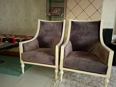Pair of Classic Cream Frame Velvet Armchairs