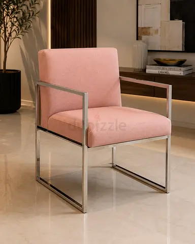 5 x Marina Home Modern Pink Fabric Dining chairs with Chrome Frame