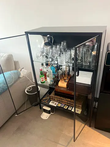 IKEA RUDSTA Glass-door Cabinet, Anthracite - 80x37x120 cm