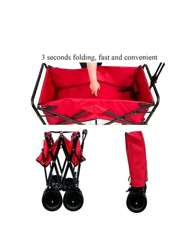 Foldable Collapsible Utility Wagon/Beach Cart - Red