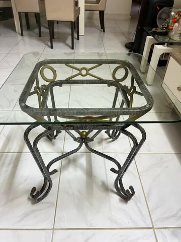 2* Wrought Iron Coffee Table with Glass Top