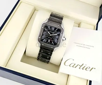 Cartier Santos Galbée Black PVD Mens Watch with Box  Papers