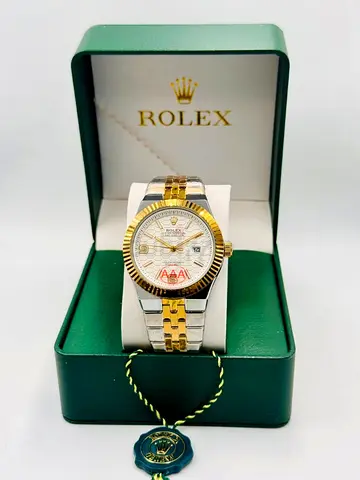 Rolex two-tone men’s wristwatch with box (gold  silver) - working condition