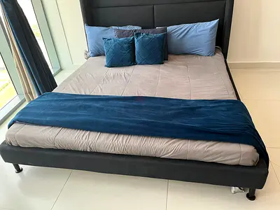 King upholstered bed frame with mattress included