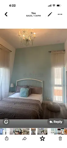 Queen bed (160x200) frame with mattress and bedside decor — good condition