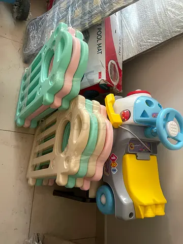 Foldable Baby Playpen Panels with Ride-On Walker - Good Condition