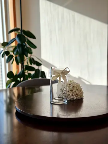 Clear Glass Vase with Ribbon -New Decorative Piece