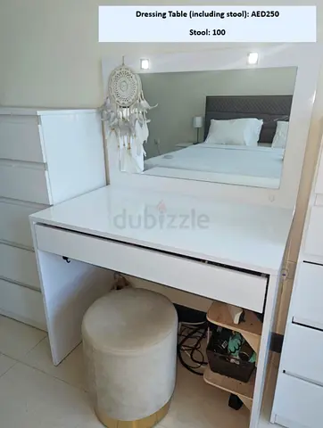 White IKEA dressing table with lights