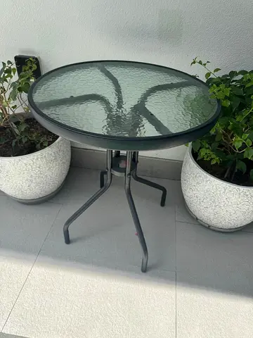 Round Glass Top Outdoor Bistro Table - Compact Balcony Table