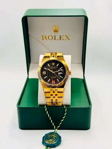 Gold-tone Rolex wristwatch with box (pre-owned)