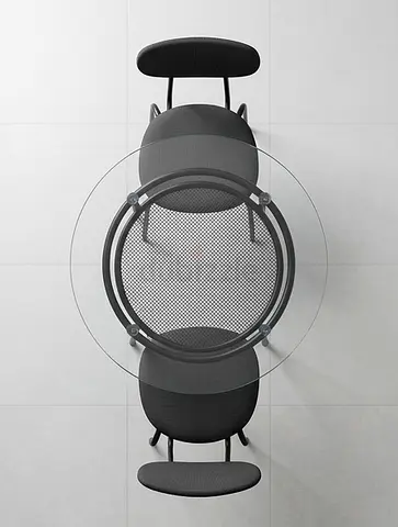 Round Glass Dining Table with 2 Mid-Century Modern Chairs
