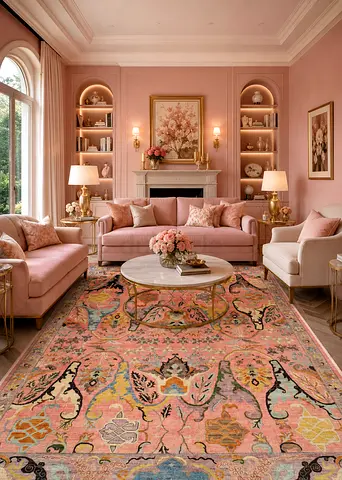 3 x 4.2 modern Pink kawros Afghan wool yandanda carpet pink Area Rug living room rug carpet