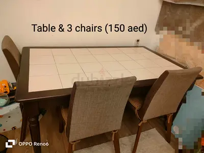 Dining Table with 3 Chairs – AED 150