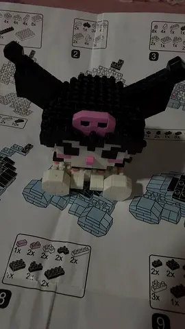 Hand-built small block Kuromi-style figure - used