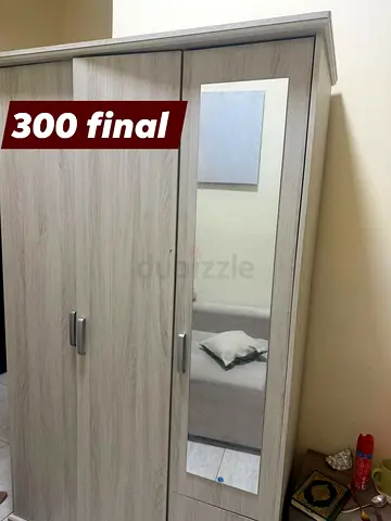 Light Wood 3-Door Wardrobe with Full-Length Mirror - Good Condition