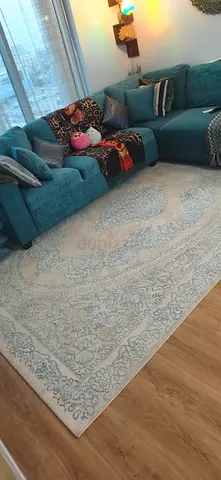 Light blue patterned area rug — good, clean condition, large size 250 by 350cm