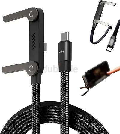 Invisible Stand Charger Cable, 240W Fast Charging Cable for Built-in Phone, 1.5m