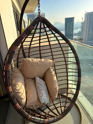 Hanging Rattan Egg Swing Chair with Cushions