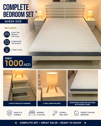IKEA queen size mattress bed set