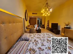 Fully furnished luxury studio apartment available for yearly rent in ajman one tower