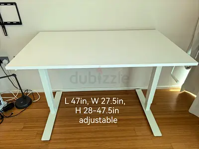 Adjustable White Standing Desk 47 x 27.5 in (Height 28–47.5 in)