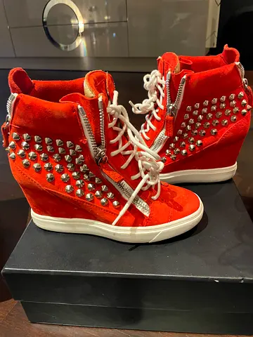 Giuseppe Zanotti Red Wedge Sneakers Size 36.5