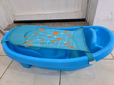 Blue Baby Bathtub with Mesh Sling - Good Condition