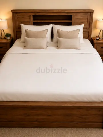 Solid Wood King Bed Frame, 2 side tables and matching dresser