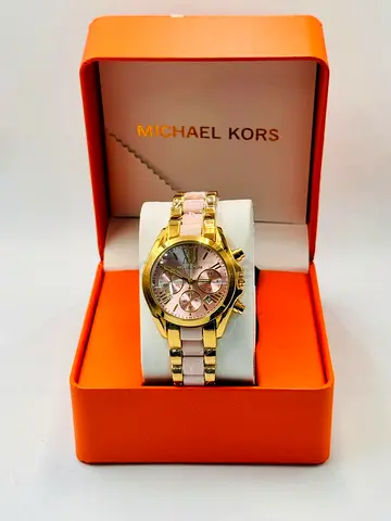 Michael Kors gold-tone womens watch with pink accents (in box)