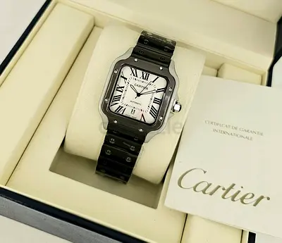 Cartier Santos-style Mens Watch with Box and Papers