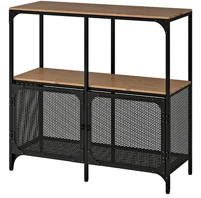 Storage Cabinet with Wooden Shelves - 2 Door Sideboard - 2 coffee tables
