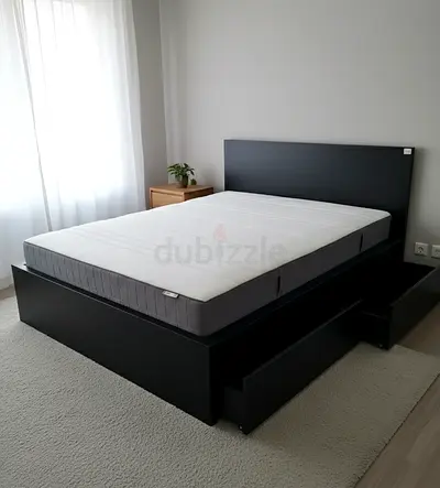 Ikea malm king size storage bed with Ikea mattress