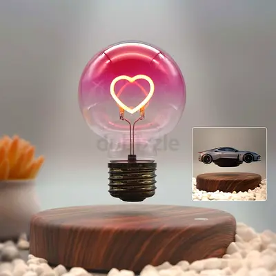 3237 - Magnetic Levitation Floating LED Bulb – Heart-Shaped Wireless Desk Lamp for Room Décor, Night