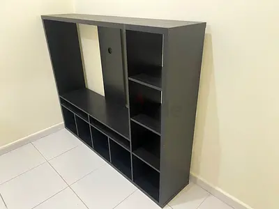 Black TV Entertainment Unit / Media Storage Shelf