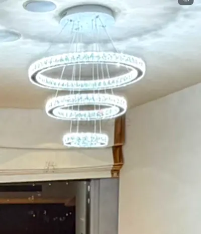 Modern Crystal LED Ring Pendant Chandelier - 3-Tier