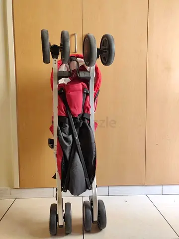 Compact Foldable Red Umbrella Stroller, Cabin usable