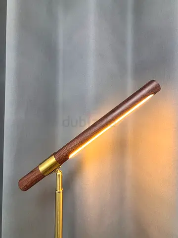 Wooden Tube Lamp with Brass Finish