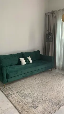 Green Velvet 3 Seater Sofa with Gold Legs