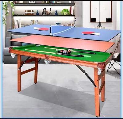 2-in-1 Folding Table: Pool Table and Table Tennis Combo (Portable)