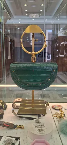 Chloé Nile Bracelet Bag in Green Croc-Embossed Leather