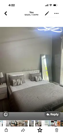 King bed with mattress, headboard and 1 bedside tables - light grey set
