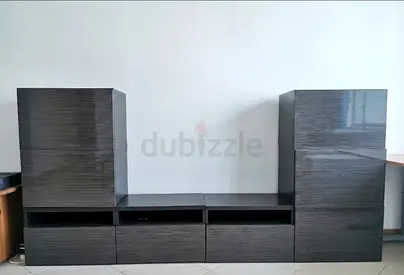 Modern Grey Wood Living Room Cabinet Set
