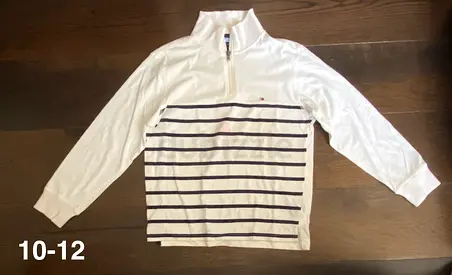 Tommy Hilfiger white half-zip striped long sleeve top - For kids aged 10-12