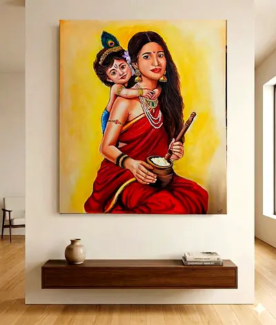 Yashoda and Krishna oil painting