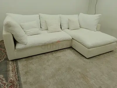 Luxury linen cloud feather 🪶 filled lshape sofa for sale