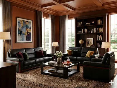 Premium Leather Black Sofa Set 3+2+1