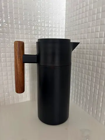 Matte Black Electric Kettle with Wooden Handle (Minimalist Design)
