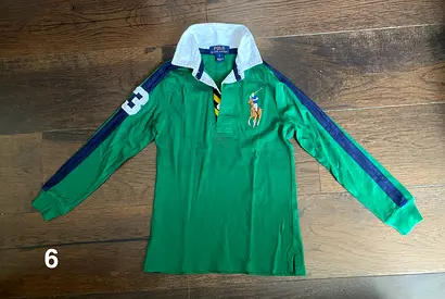Polo Ralph Lauren Green Long Sleeve Rugby Shirt - For kids aged 6