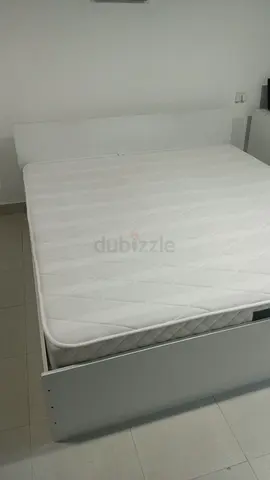 White double bed frame with mattress - excellent condition