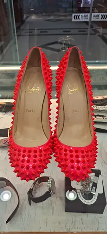 Christian Louboutin Red Spiked Heels